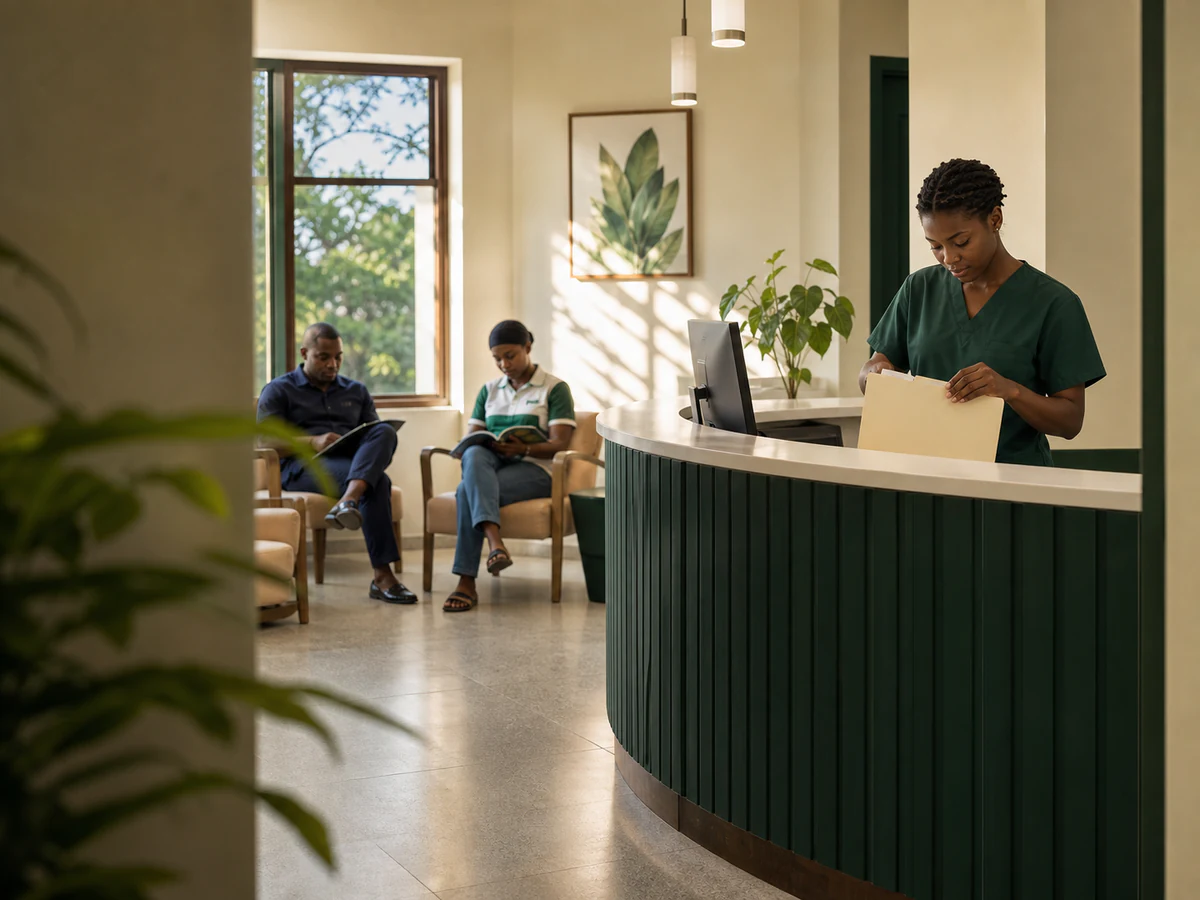 The reception and waiting area