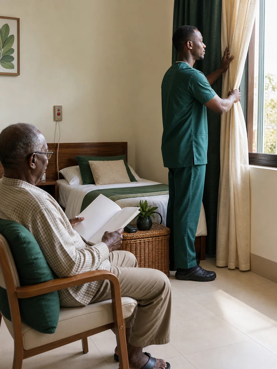 A supported residential care room