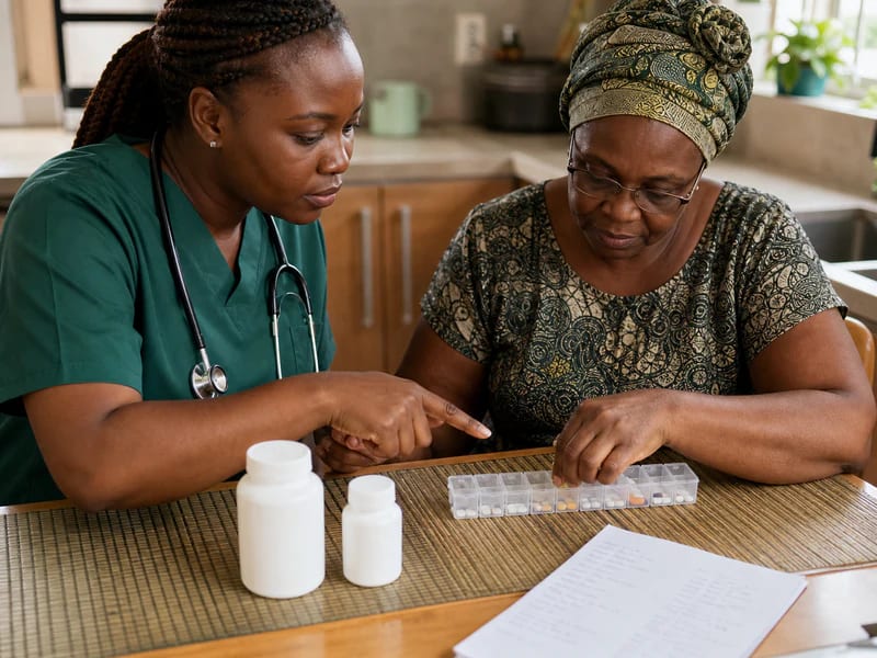 A midwife carrying out an antenatal check