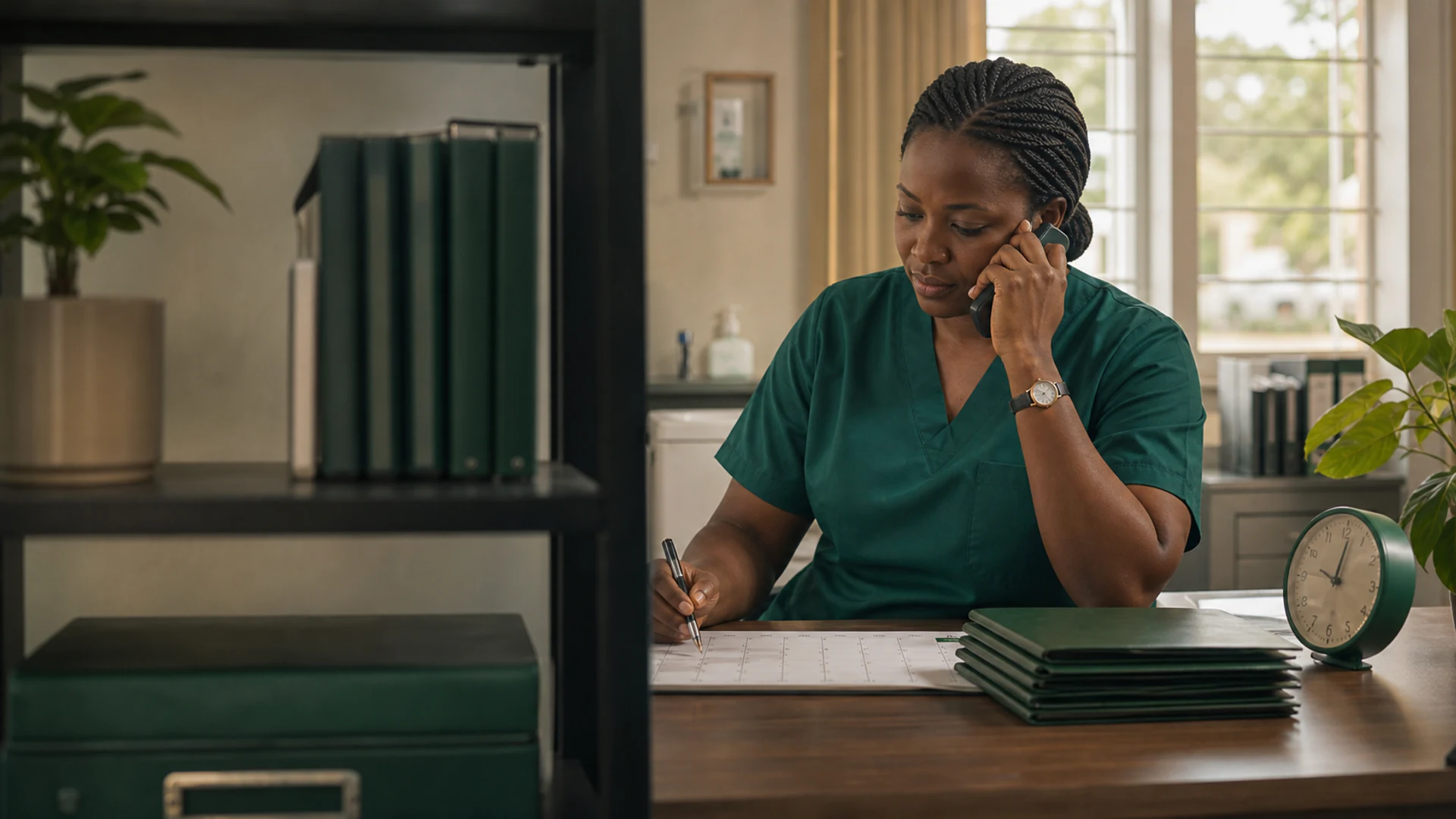 A Care & Cure care co-ordinator on the phone to a patient's family